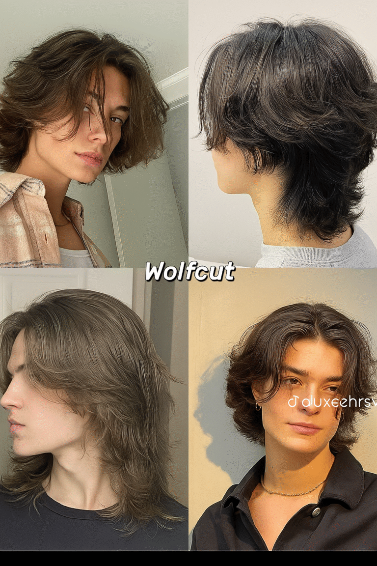 Wolf Cut men: fashionable layered men cuts in 2025.
